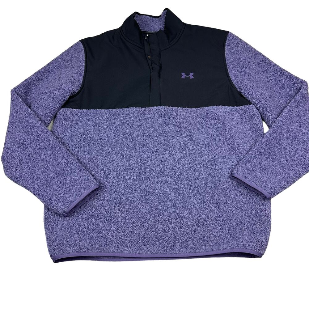 Under Armour Golf Size XL Mens Purple Fleece Pile Golf Pullover Sweater